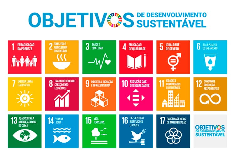 17 objetivos de desenvolvimento sustentável (ODS) em português Brasil